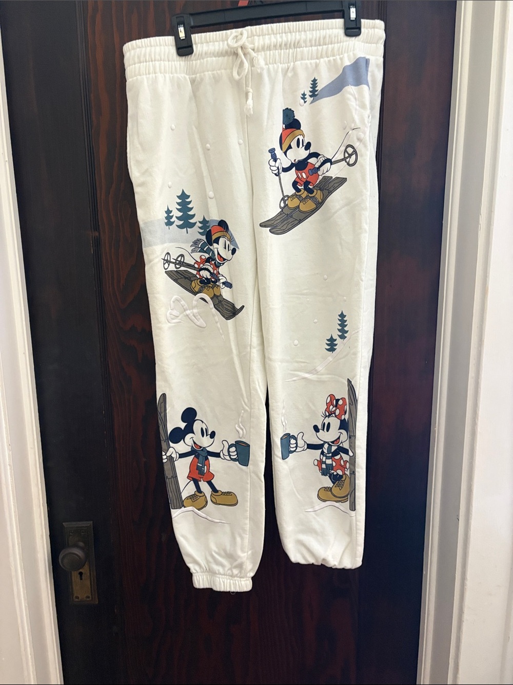 Disney Cream Joggers with Mickey & Minnie Ski Scene